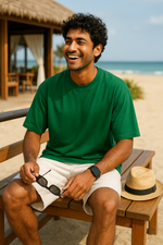 Men's Bottle Green Solid Oversized T-shirt