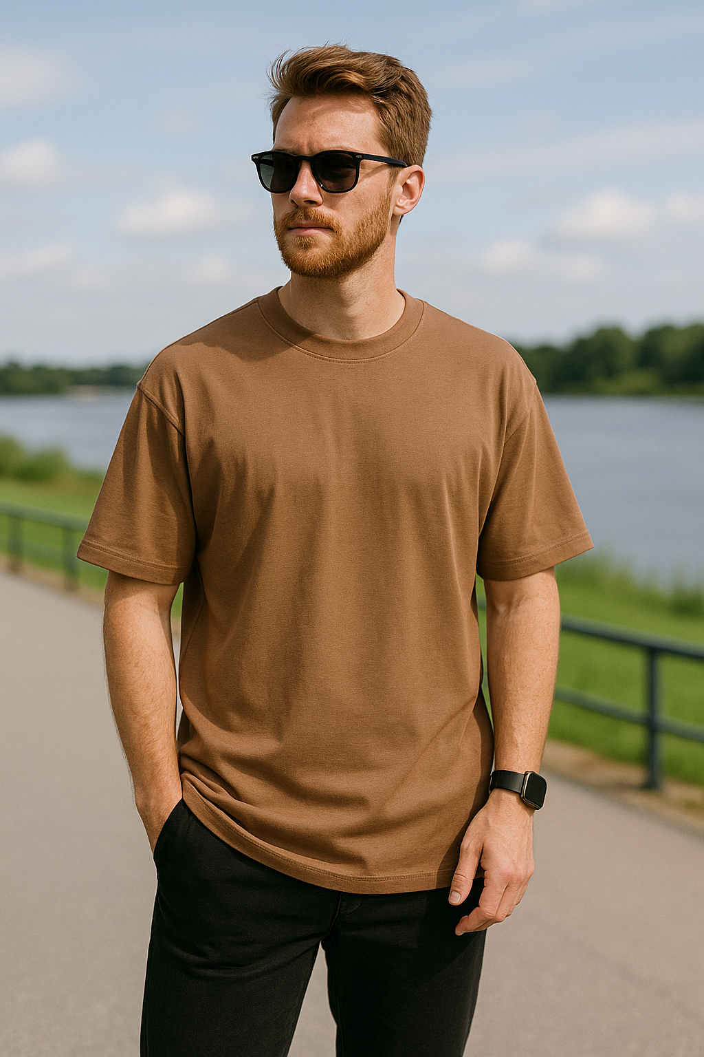 Men's Beaver Solid Oversized T-shirt