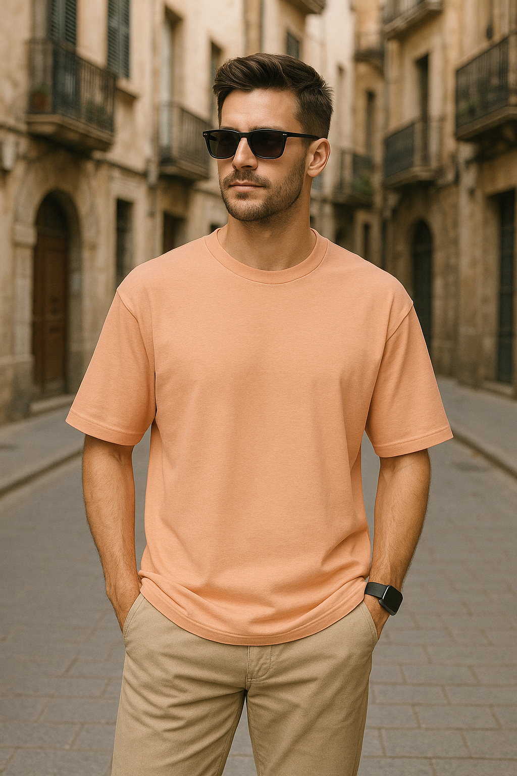 Men's Macroni and Cheese Solid Oversized T-shirt