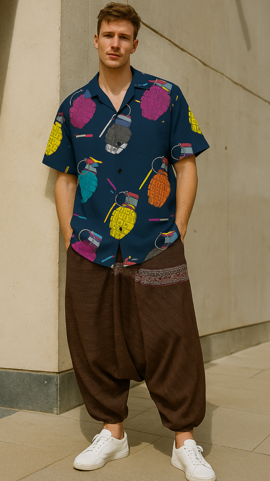 Men's Colorful Bombs Abstract Half Sleeve Shirt