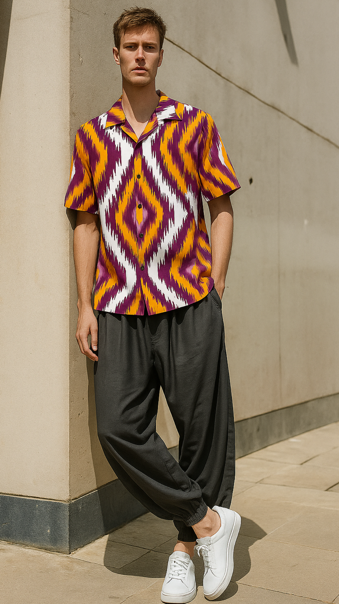 Men's Flames Abstract Half Sleeve Shirt