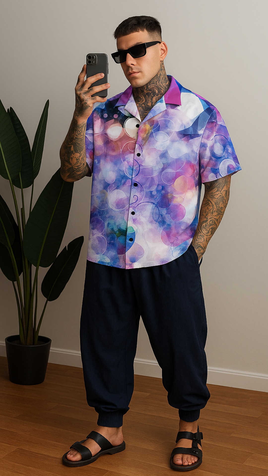 Men's Party Vibe Abstract Half Sleeve Shirt