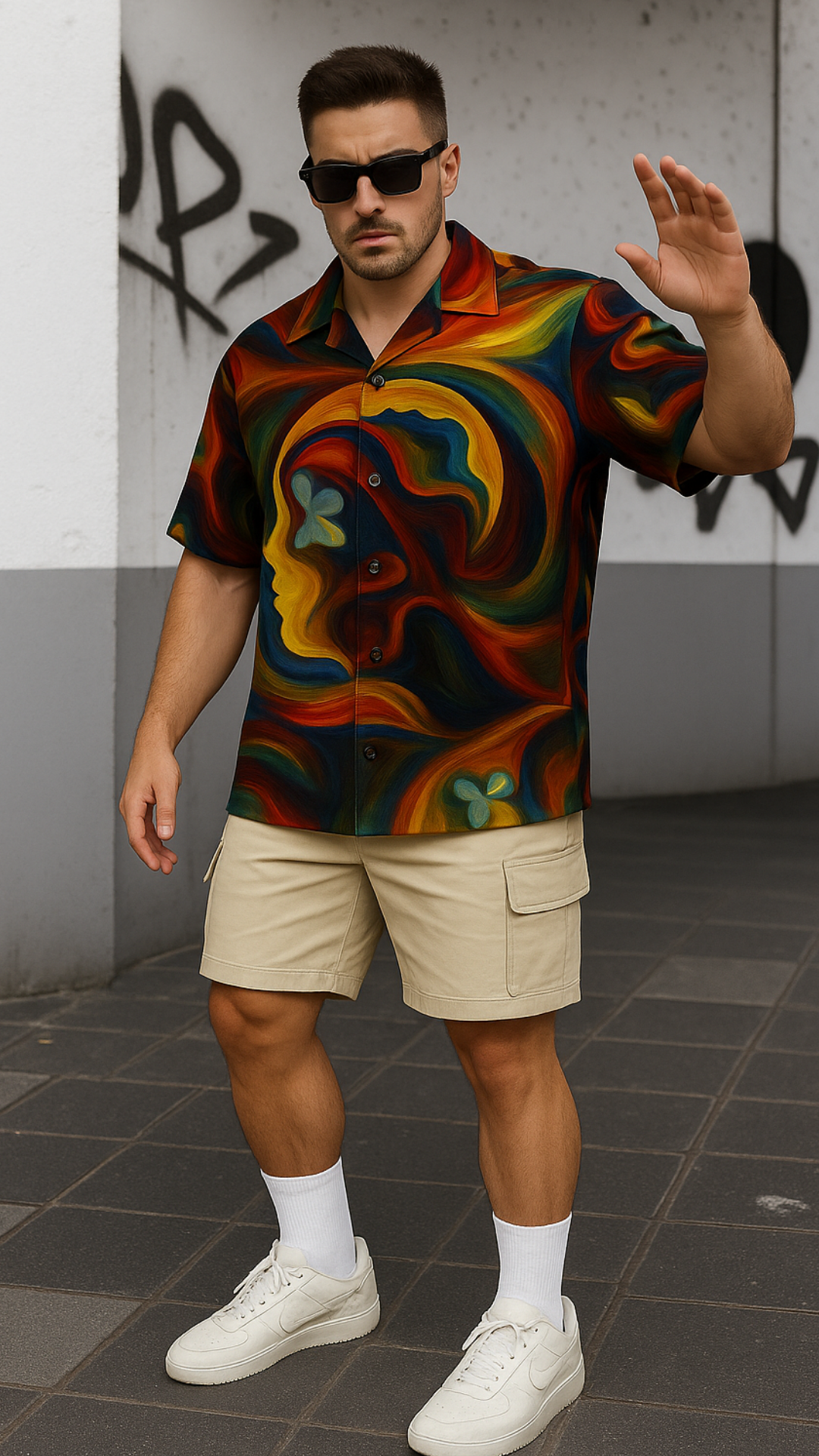 Men's Cosmic Mind Abstract Half Sleeve Shirt