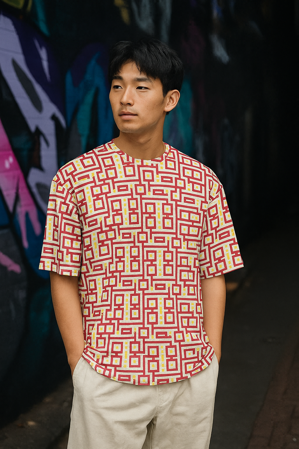 Men's Psychedelic Maze Acid & Punk Oversized T-shirt