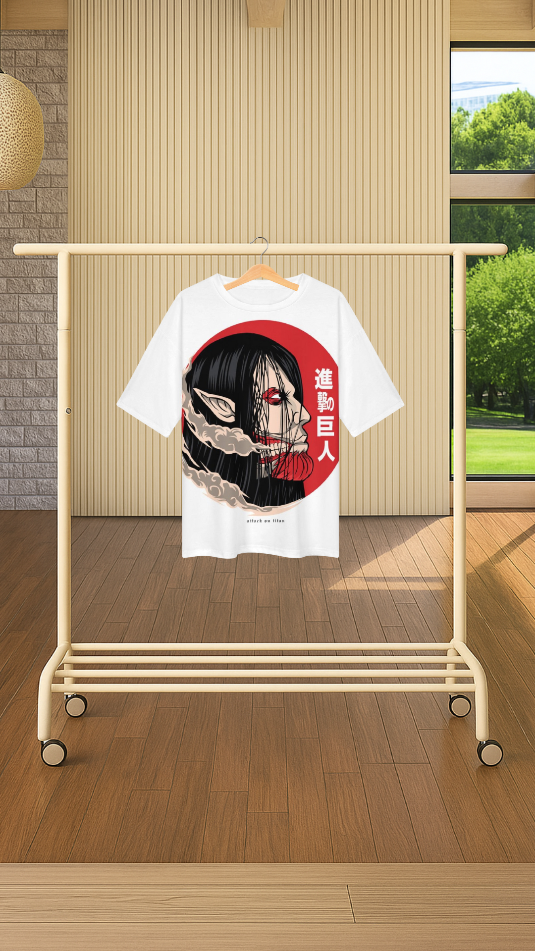Men's Long Haired Titan Attack on Titans Anime Oversized T-shirt