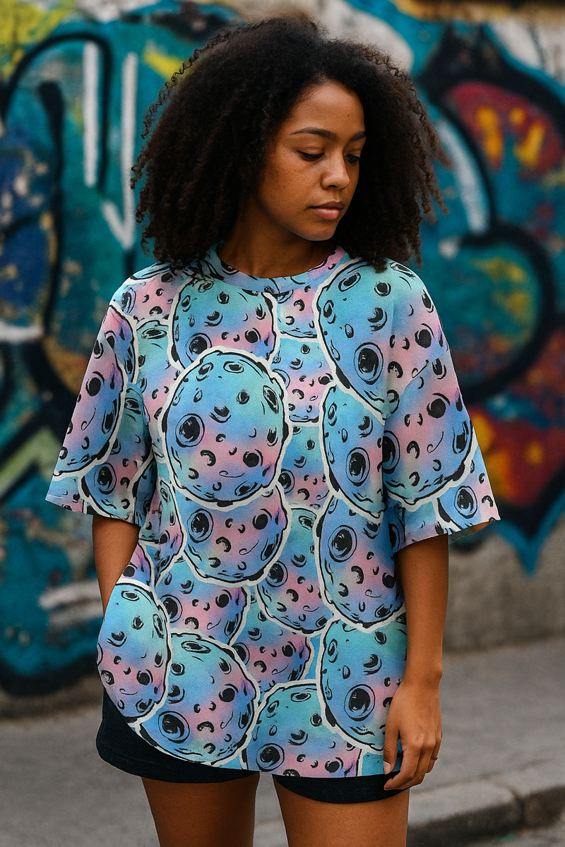 Women's Psychedelic Moon Acid & Punk Oversized T-shirt