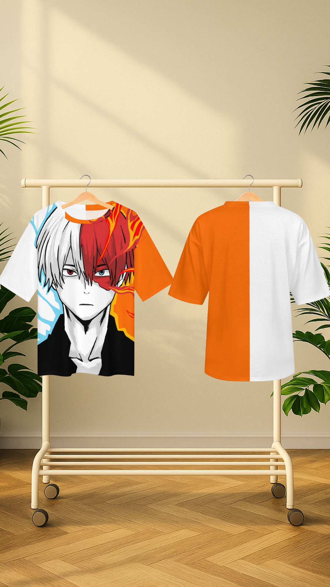 Men's Fire and Ice Shoto My Hero Academia Anime Oversized T-shirt