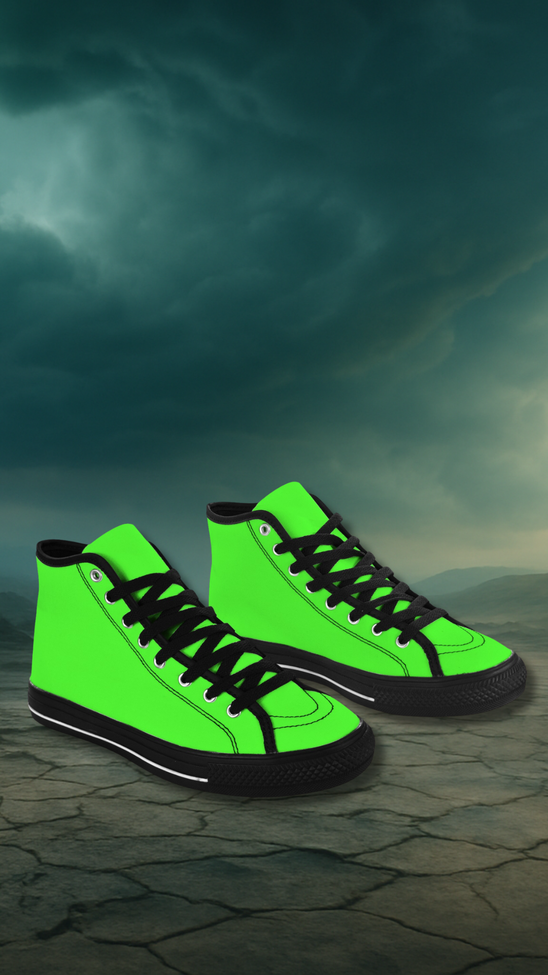 Men's Neon Green Solid High Top Shoes