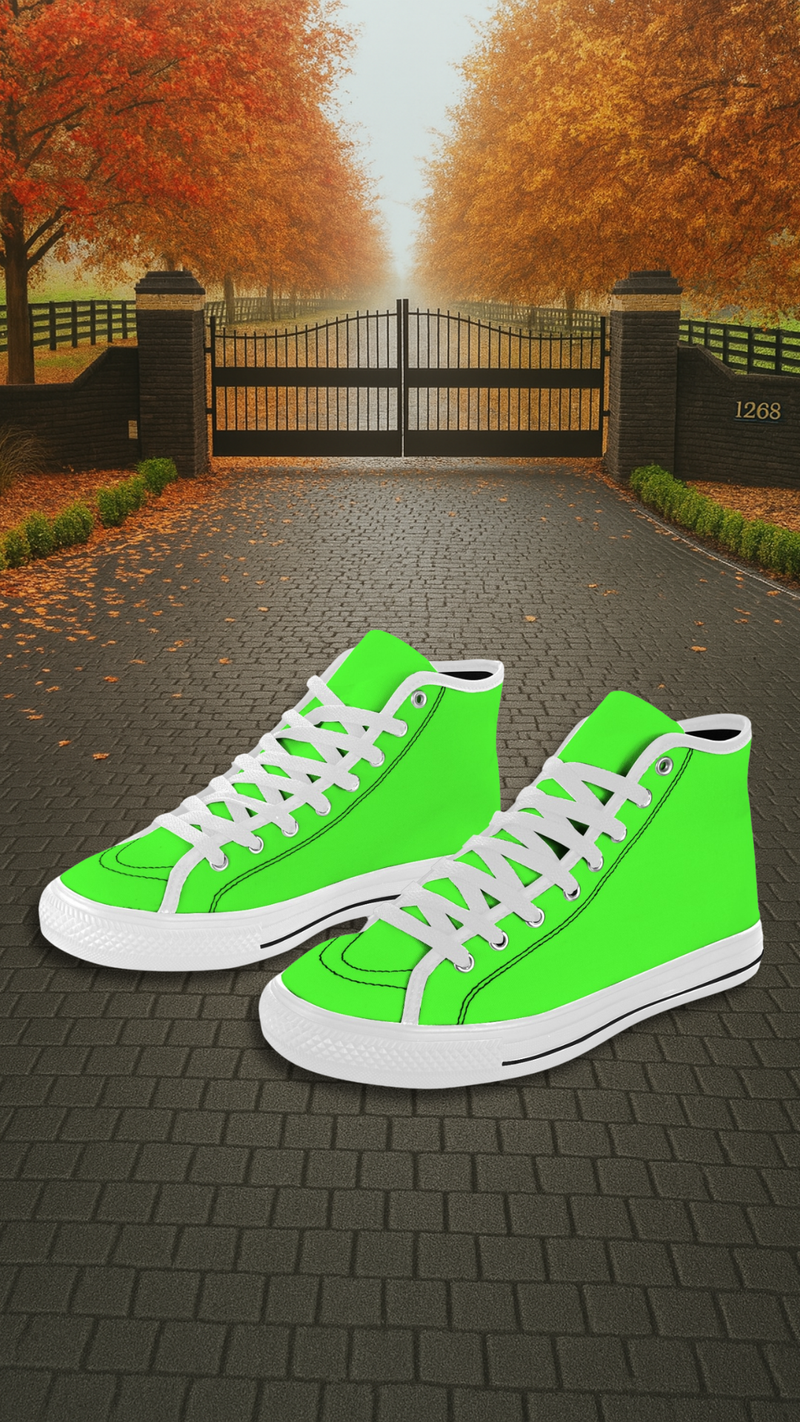 Men's Neon Green Solid High Top Shoes