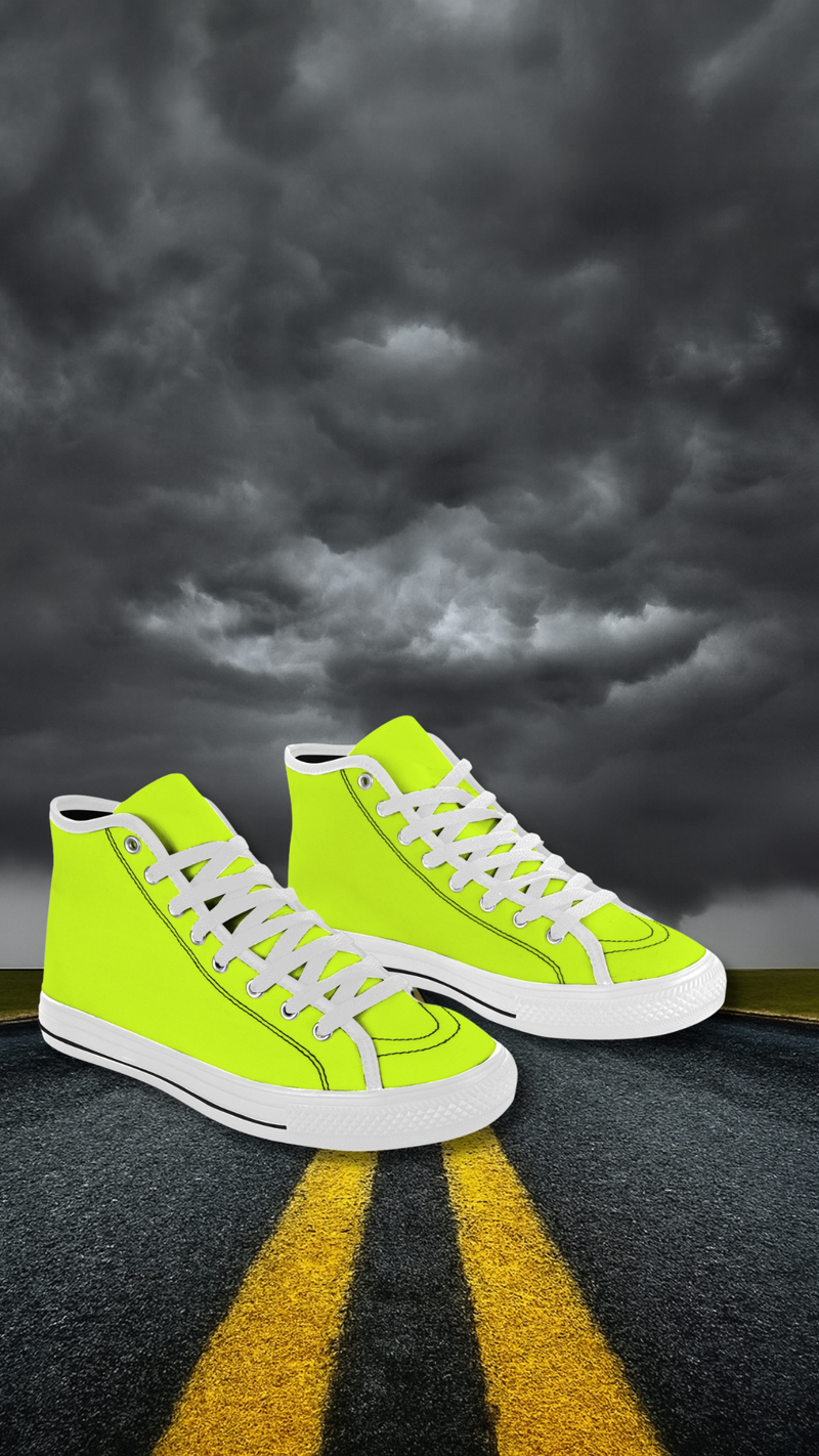 Men's Fluorescent Yellow Solid High Top Shoes