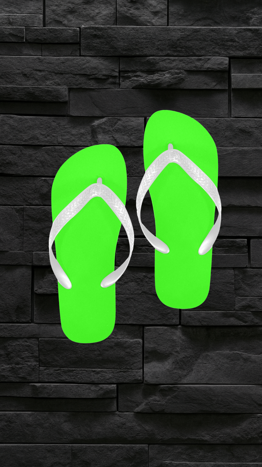 Men's Neon Green Solid Flip Flops