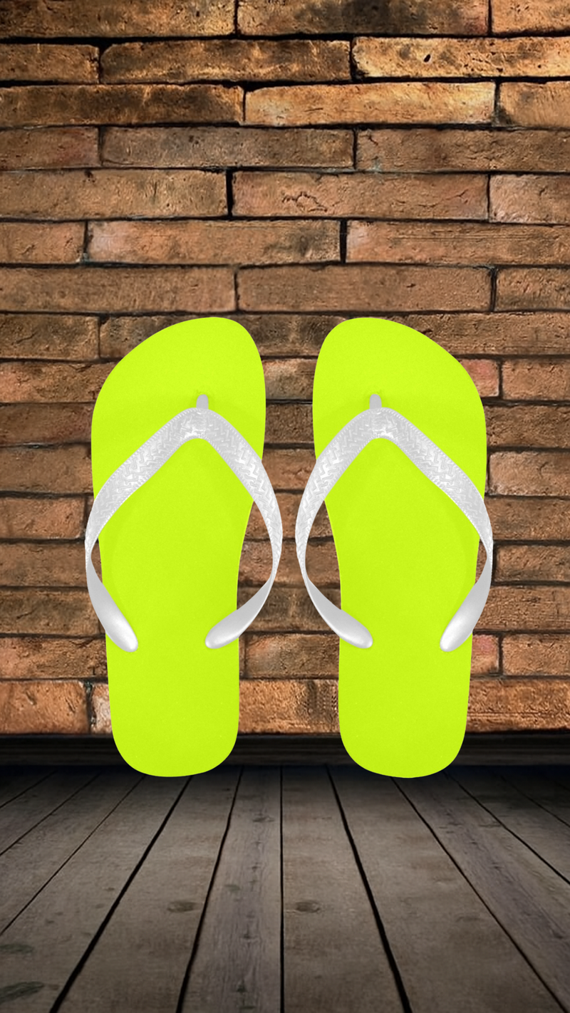 Men's Fluorescent Yellow Solid Flip Flops