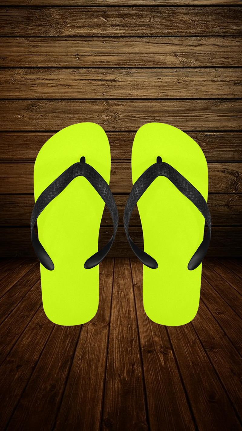 Men's Fluorescent Yellow Solid Flip Flops