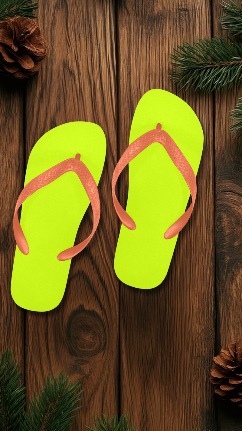 Women's Flurosent Yellow Solid Flip Flops