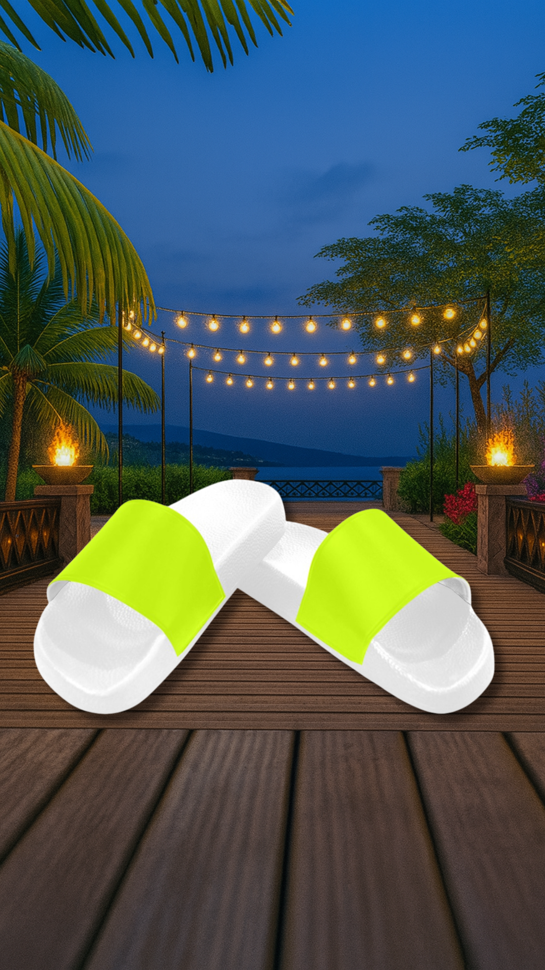 Men's Fluorescent Yellow Solid Slider Sandals