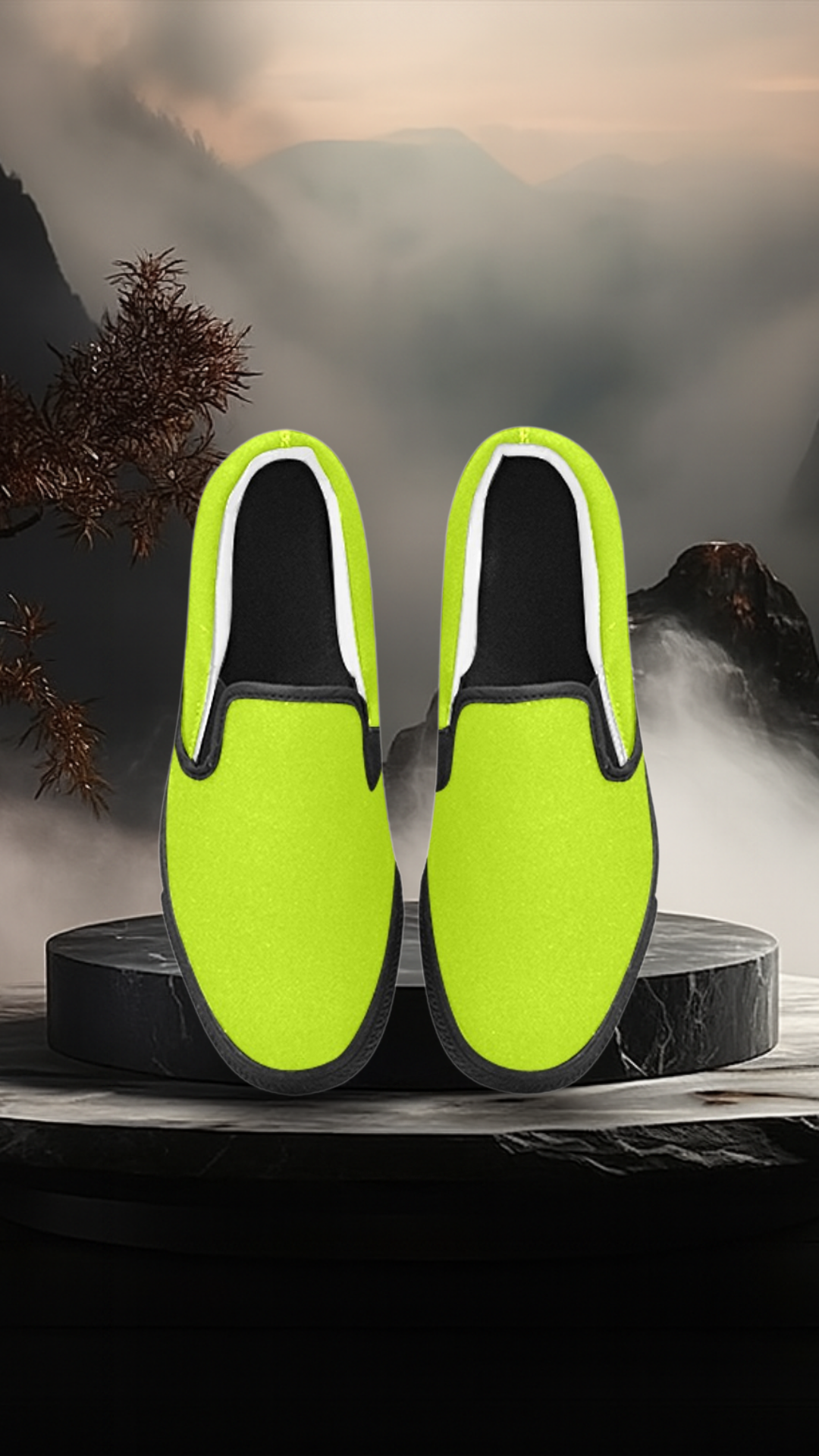 Men's Florescent Yellow Solid Slip-on Shoes