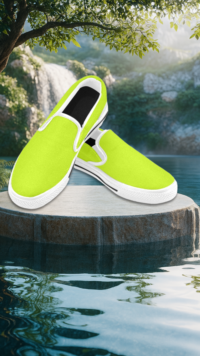 Women's Fluorescent Yellow Solid Slip-on Shoes