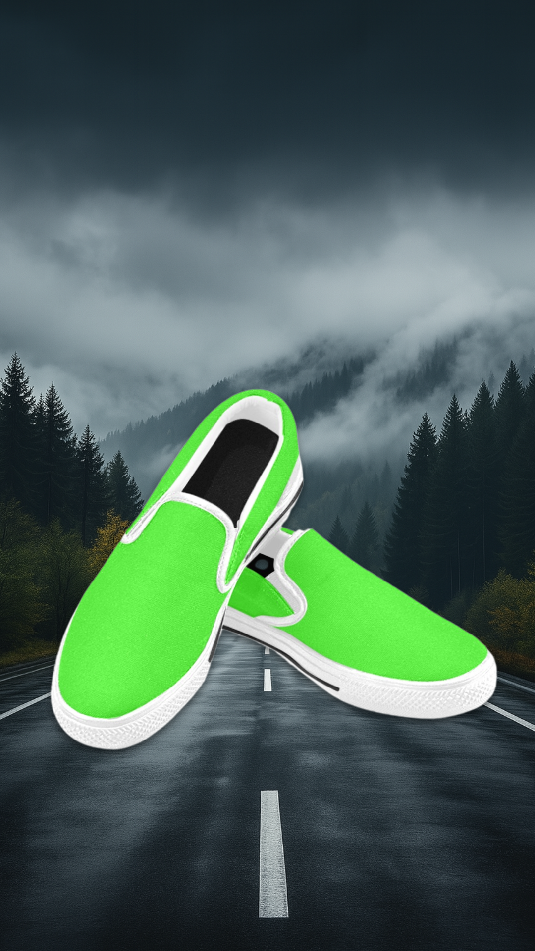 Women's Neon Green Solid Slip-on Shoes