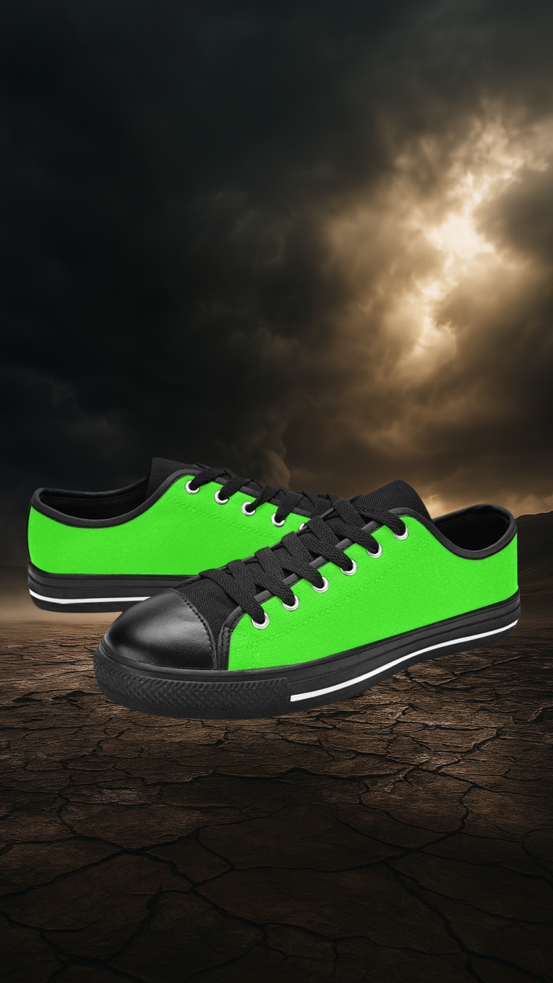 Men's Neon Green Solid Low Top Shoes