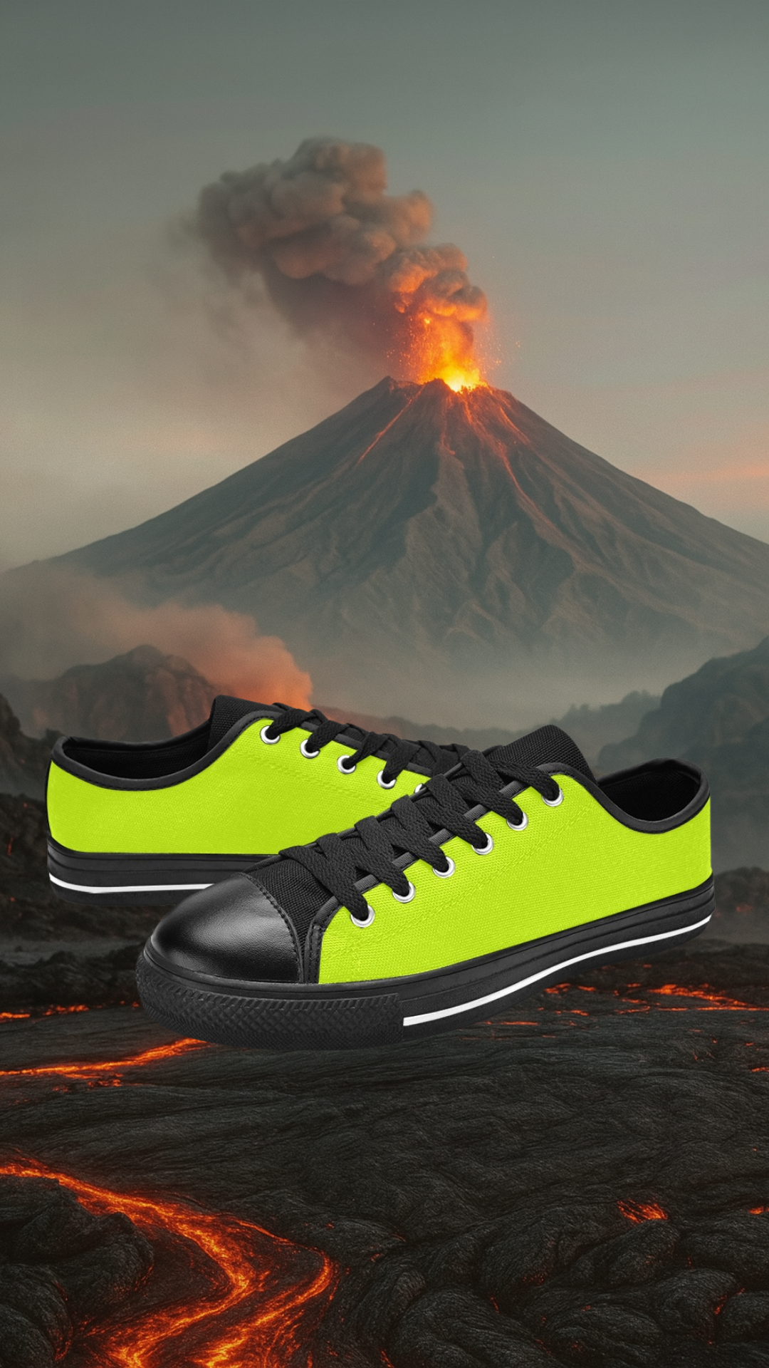 Men's Fluorescent Yellow Solid Low Top Shoes