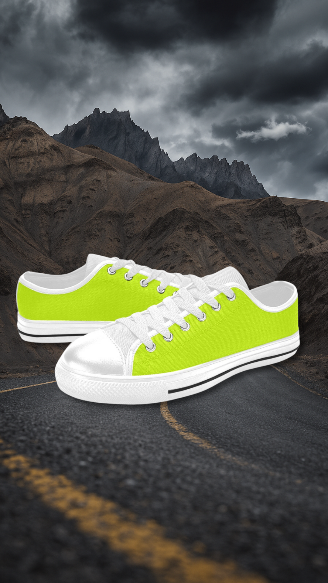 Men's Fluorescent Yellow Solid Low Top Shoes