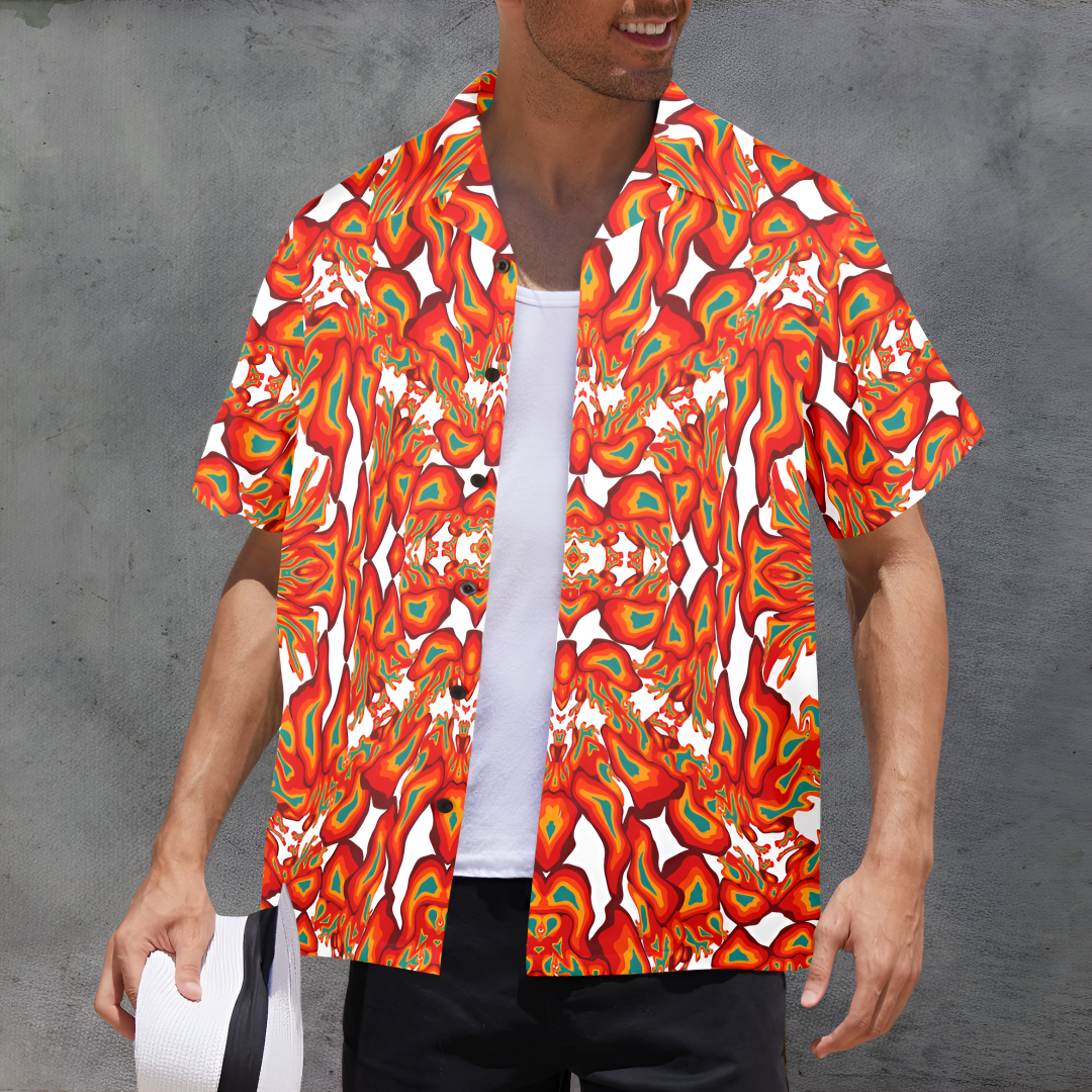 Men's Flaming Vortex Abstract Half Sleeve Shirt