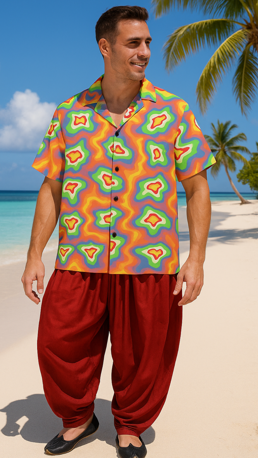Men's Cosmic Confusion Swirl Abstract Half Sleeve Shirt