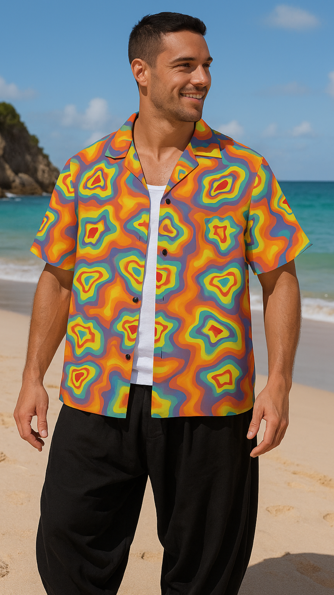 Men's Confusion Swirl Abstract Half Sleeve Shirt