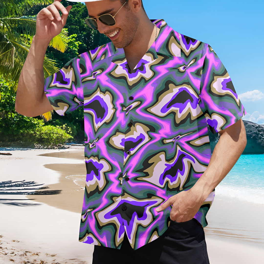 Men's Cosmic Swirl Abstract Half Sleeve Shirt