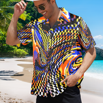 Men's Prismatic Wave Abstract Half Sleeve Shirt