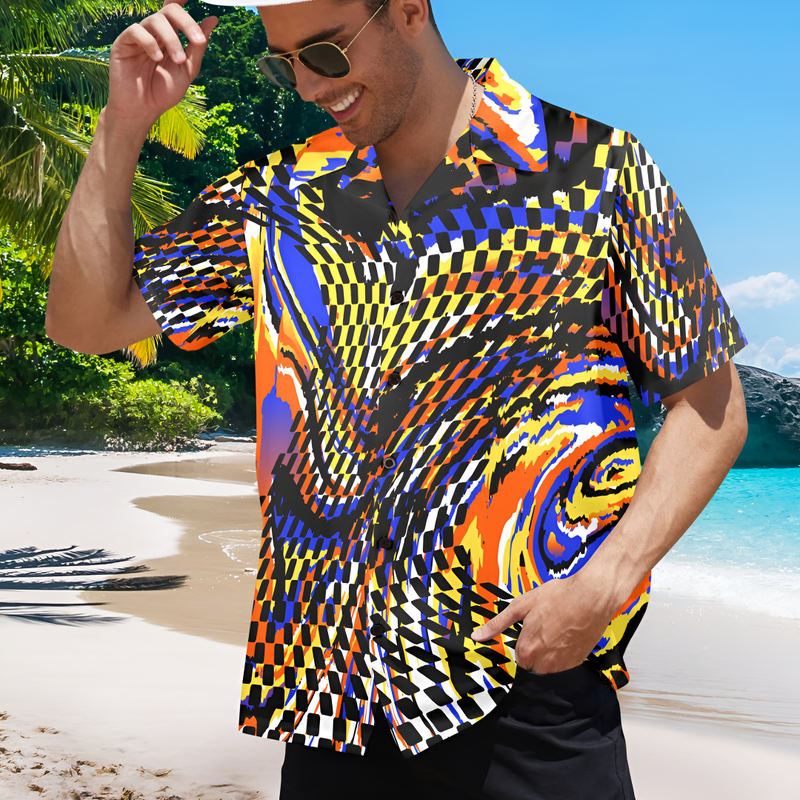 Men's Prismatic Wave Abstract Half Sleeve Shirt