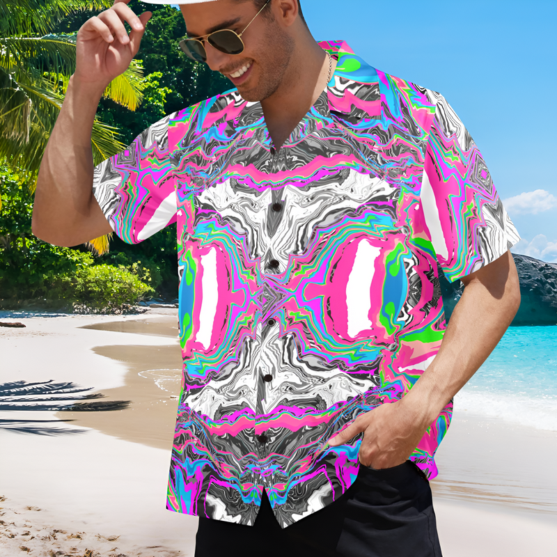 Men's Spilled Paint Abstract Half Sleeve Shirt