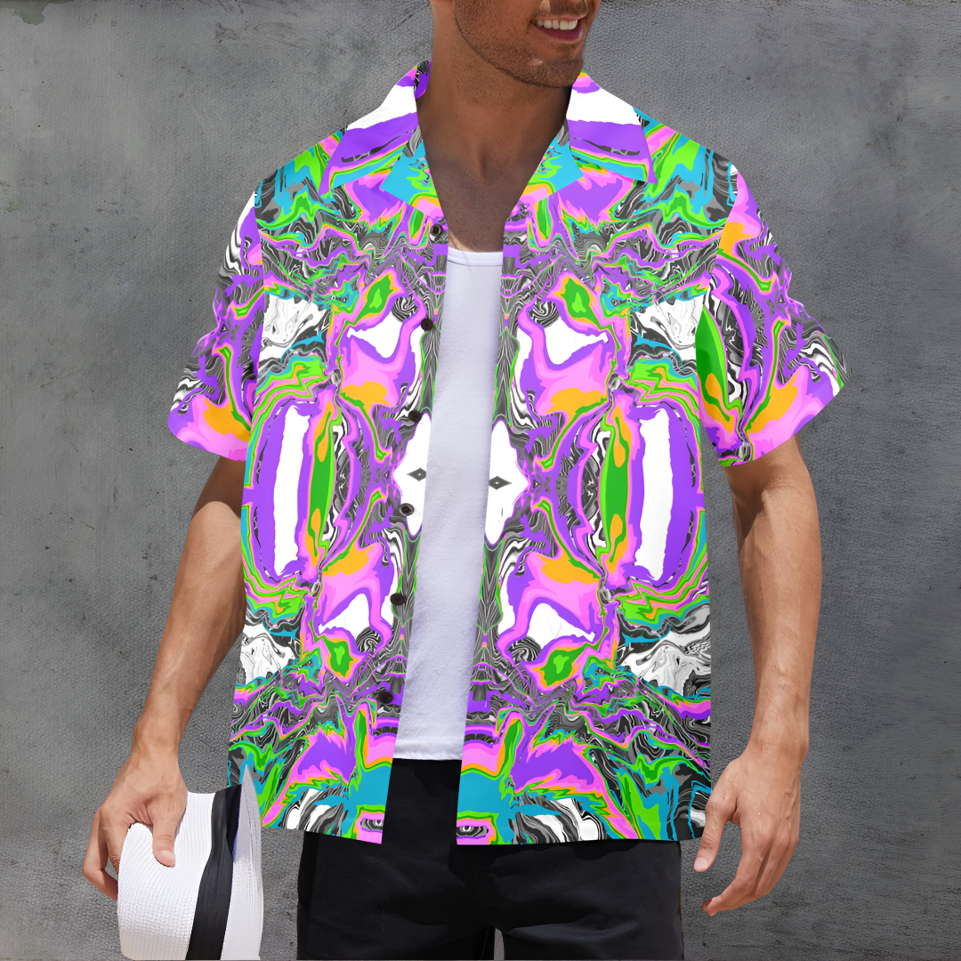 Men's Galactic Psychedelic Abstract Half Sleeve Shirt