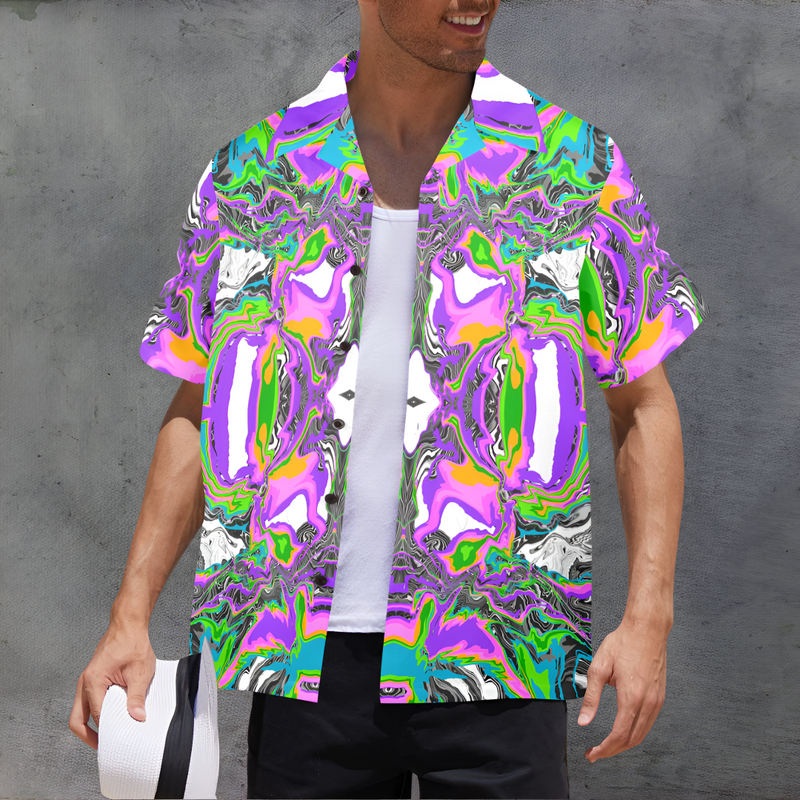 Men's Galactic Psychedelic Abstract Half Sleeve Shirt