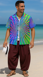Men's Cosmic Psychedelic Spirila Abstract Half Sleeve Shirt