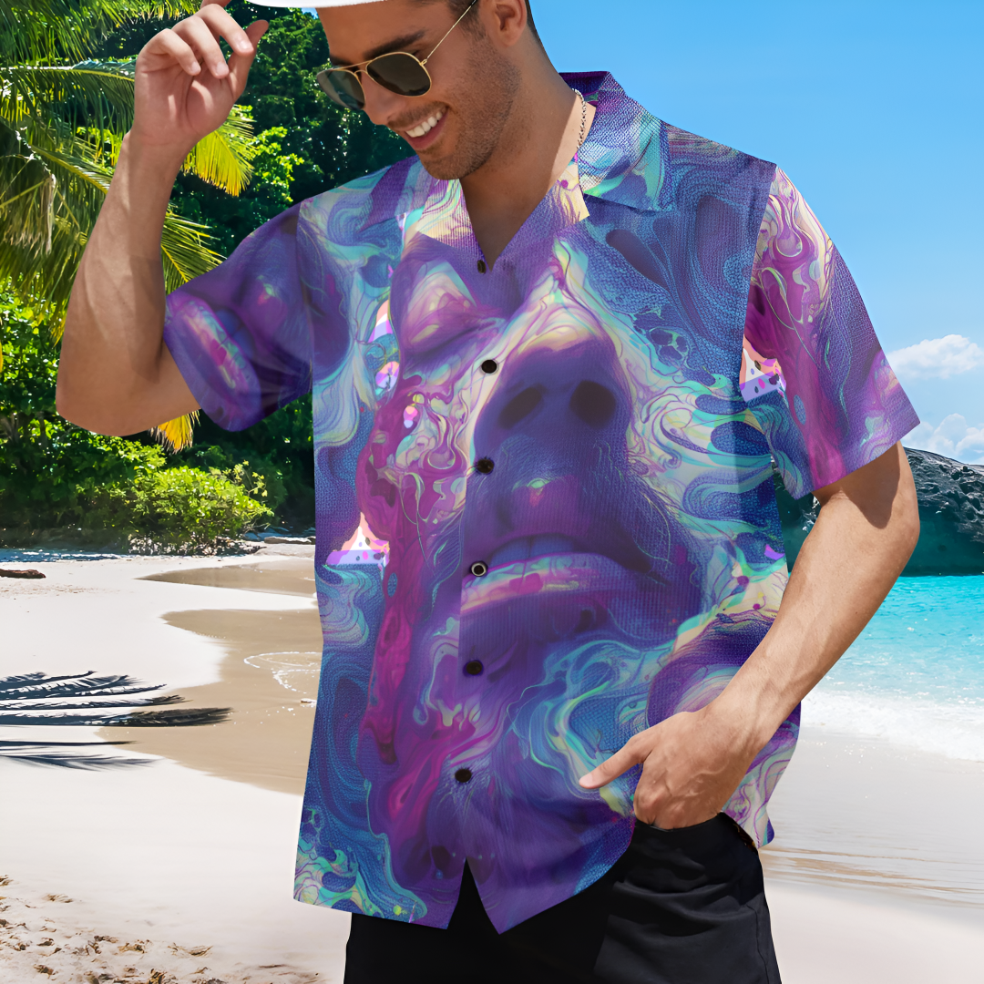 Men's Godly Face Abstract Half Sleeve Shirt