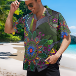 Men's Shady Mandala Burst Abstract Half Sleeve Shirt