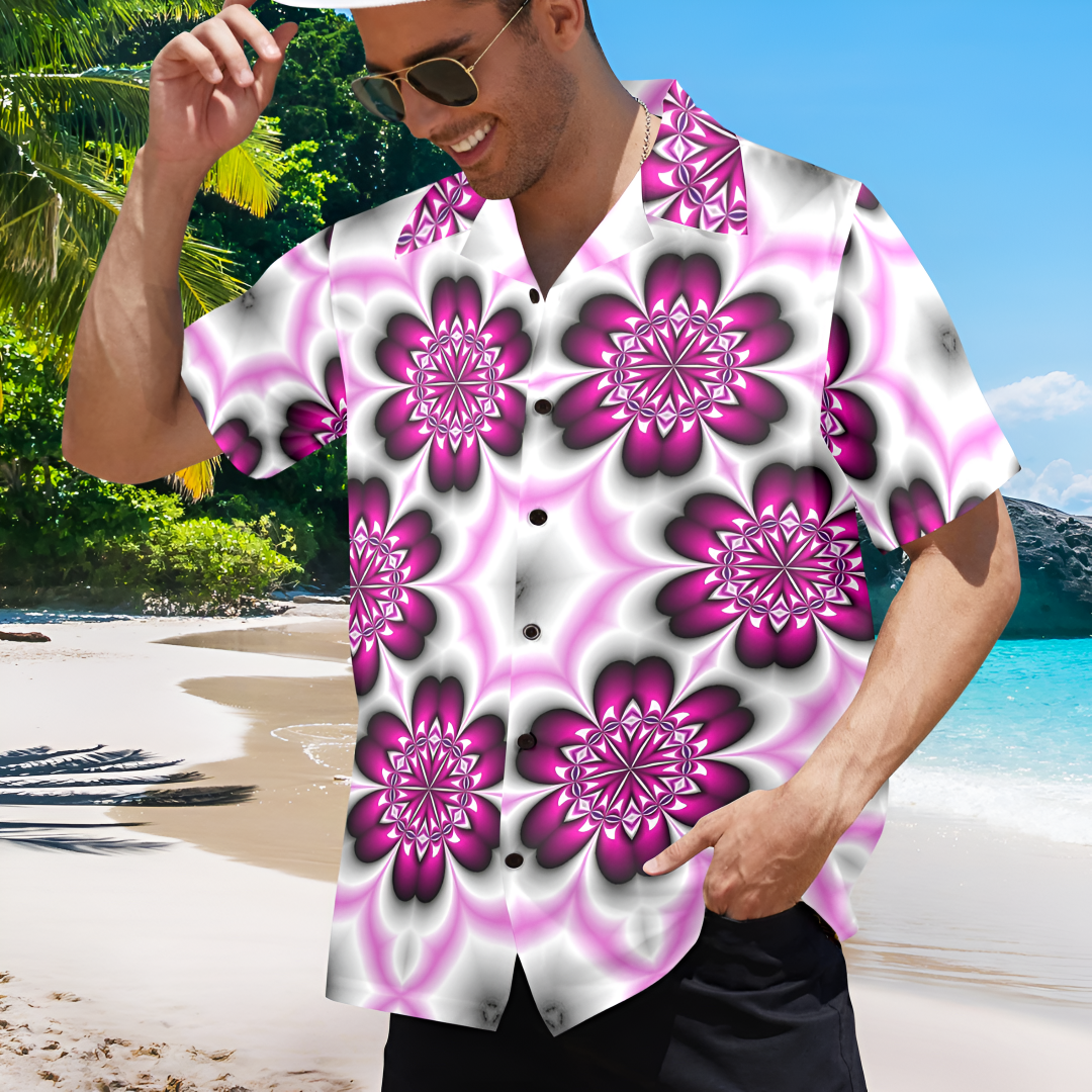 Men's Flower Spiral Abstract Half Sleeve Shirt
