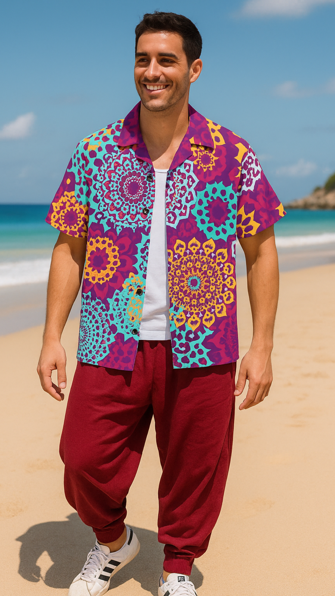 Men's Funky Flowers Half Sleeve Shirt