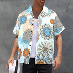 Men's Icy Flower Spirals Abstract Half Sleeve Shirt