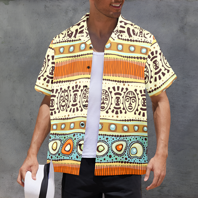 Men's African Art Abstract Half Sleeve Shirt