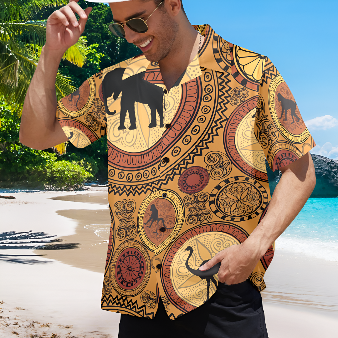 Men's Indian Art Abstract Half Sleeve Shirt