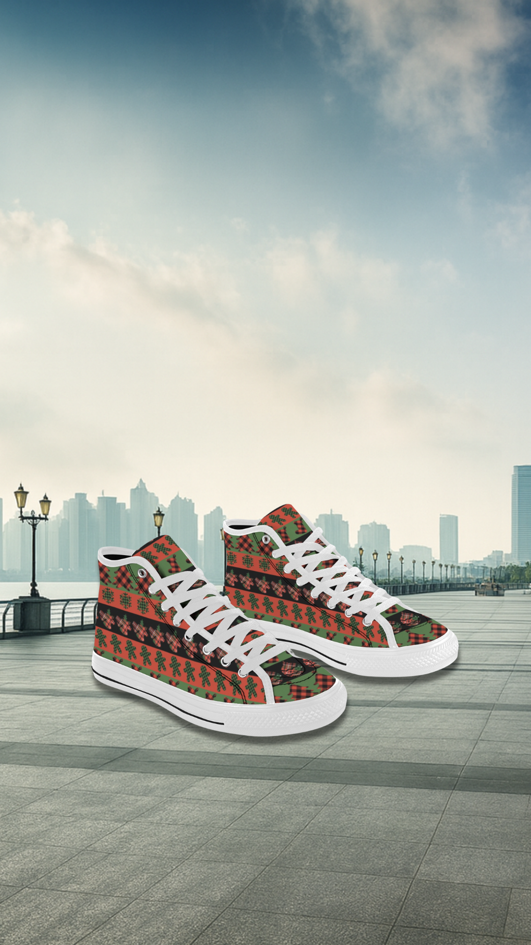 Men's Christmas Stripped Abstract High Top Shoes