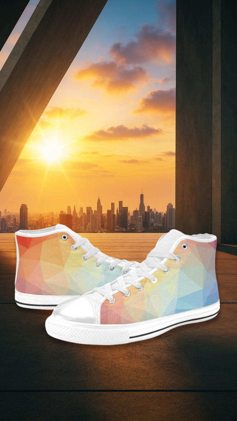 Men's RGB Prism Abstract High Top Shoes