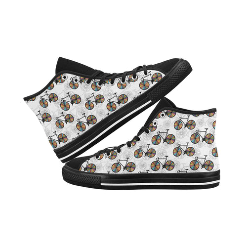Women's Bicycle Pattern Abstract High Top Shoes