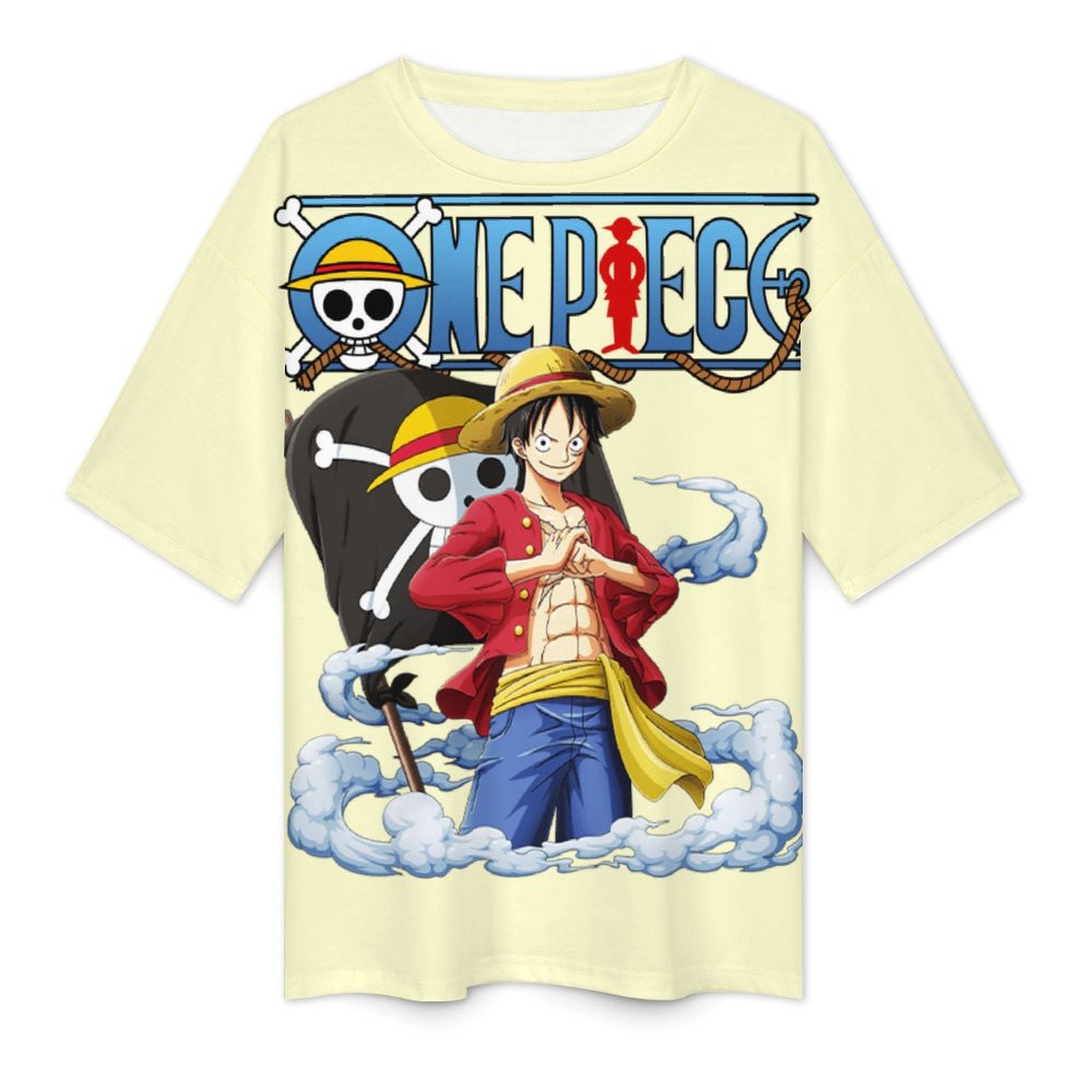 Men's Sailor Luffy One Piece Anime Oversized T-shirt