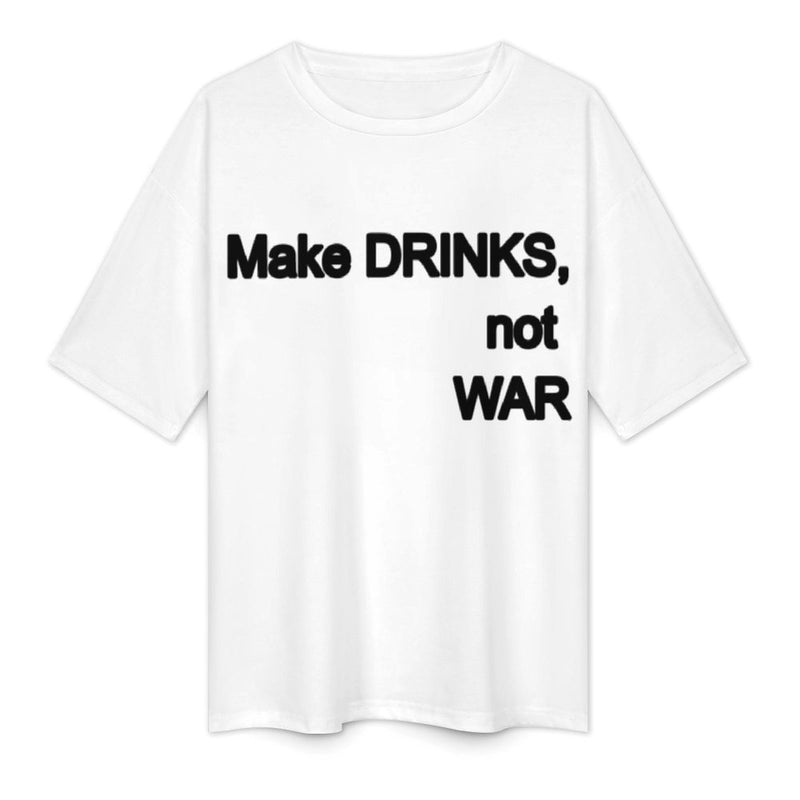 Men's Make Drinks Not War Typography Oversized T-shirt