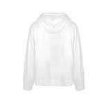 Men's White Solid Flannel Hoodie