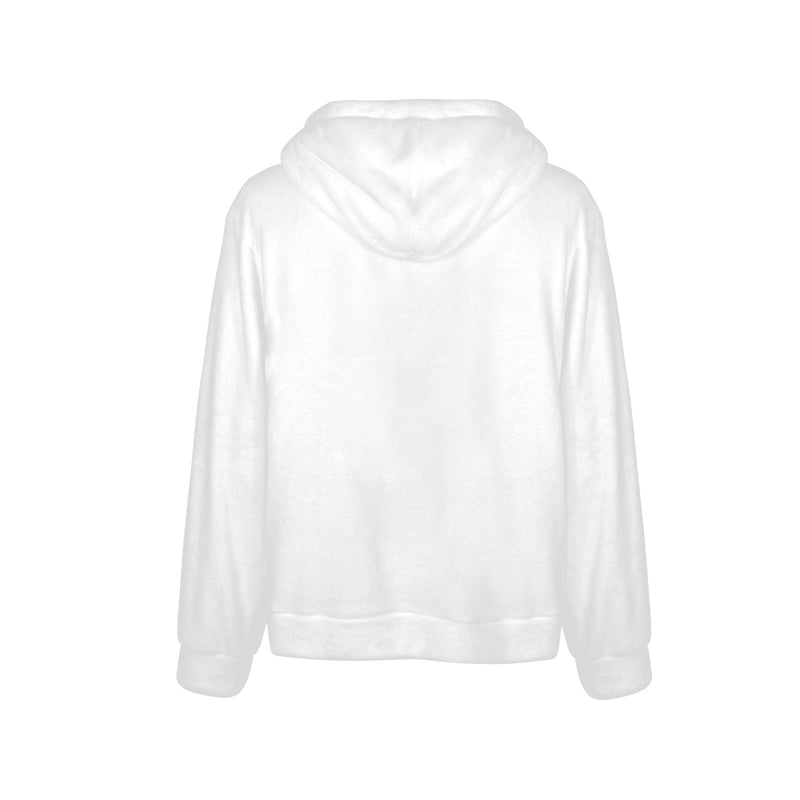 Men's White Solid Flannel Hoodie