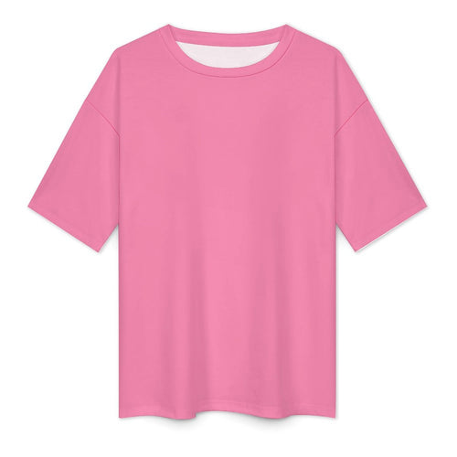 Women's Light Thulian Pink Solid Oversized T-shirt